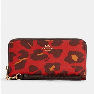 Coach Long Zip Around Wallet With Leopard Print